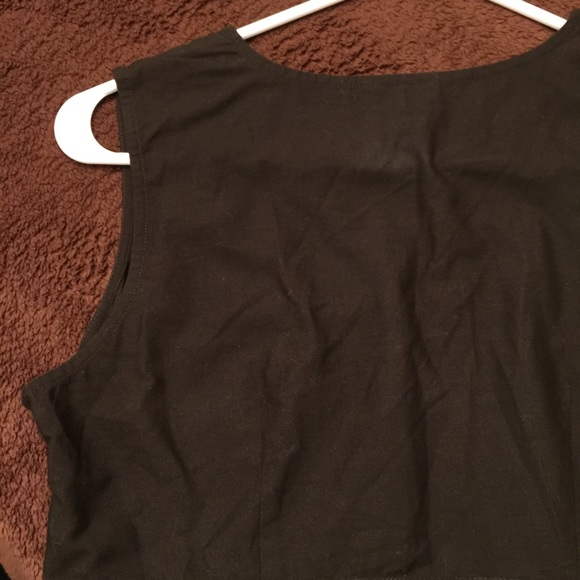 LOFT Dark Brown V neck Blouse Top with Scalloped Hem - Picture 4 of 5